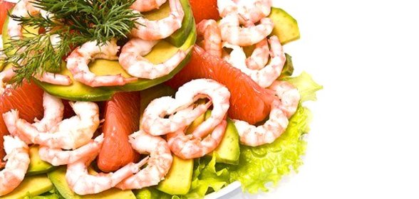 Салат из креветок с грейпфрутом
