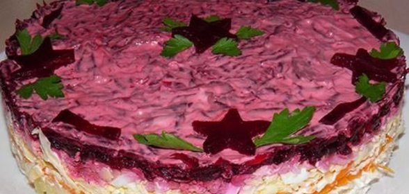 Слоеный салат Мой генерал с курицей