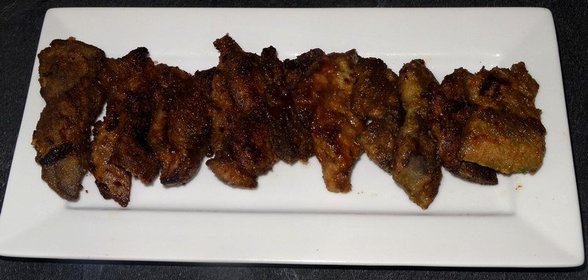 Жареная свиная печень в муке