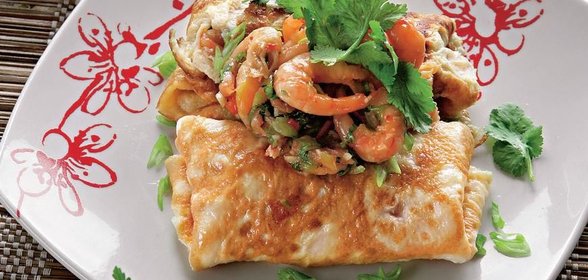 Тайский омлет с креветками