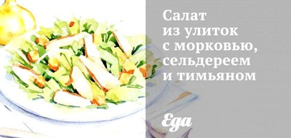 Салат из улиток с морковью, сельдереем и тимьяном
