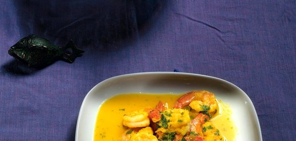 Креветки с чатни из манго