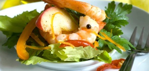 Салат из рукколы с креветками