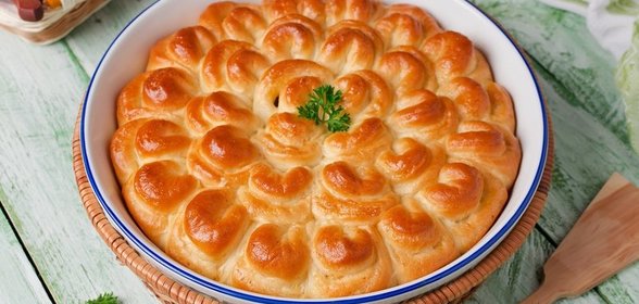 Пирог с мясом «Хризантема»