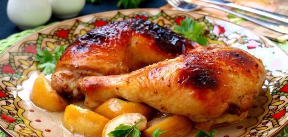 Окорочка запечённые с яблоками