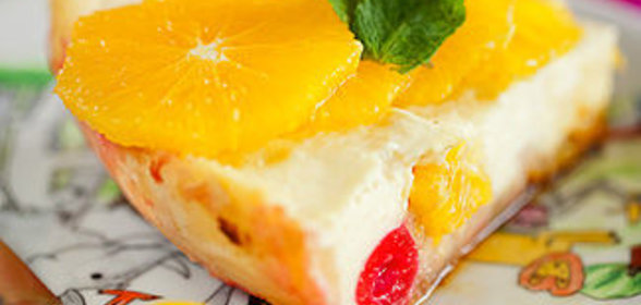 Пестрая фруктово-творожная запеканка в мультиварке