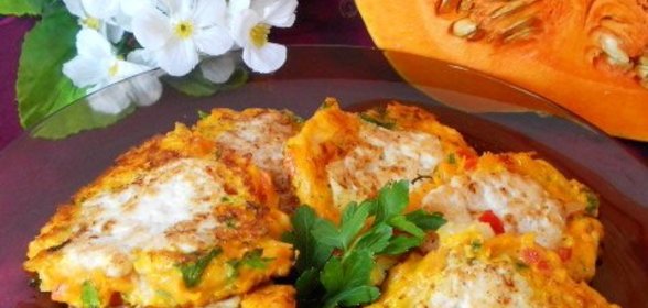 Оладьи из тыквы с куриным фаршем