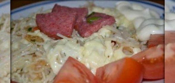 Вермишель жареная под сыром