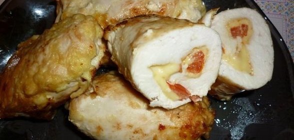 Куриное филе с сыром и кетчупом