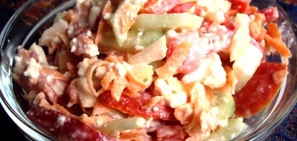 Овощной салат с творогом