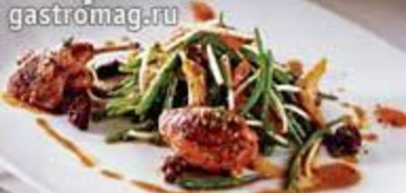 Перепёлка с салатом из фасоли, сморчков и артишоков