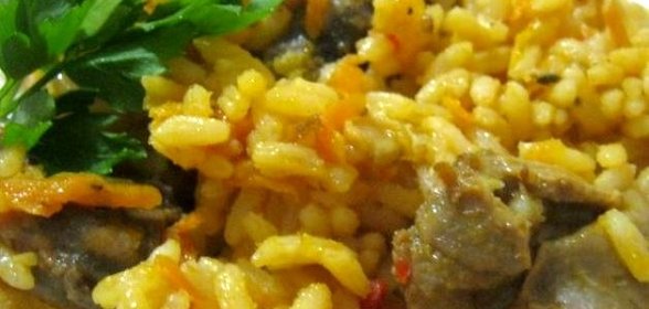 Плов из желудков куриных