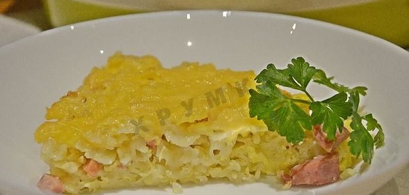 Запеканка из макарон с сосисками