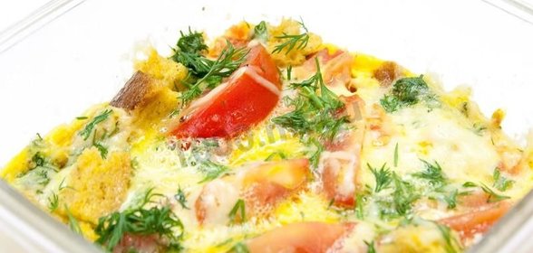 омлет с сыром и помидорами в микроволновке аля Киш