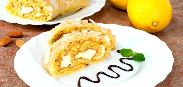 Бисквитный рулет с лимонным кремом