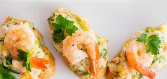 Гренки с креветками