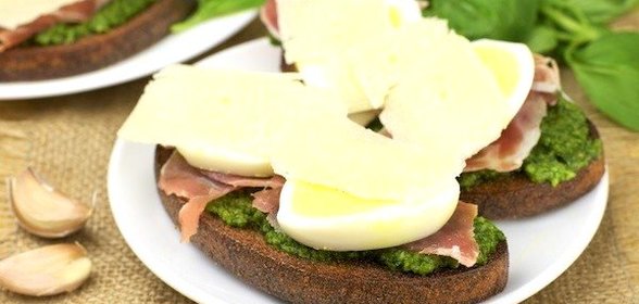 Бутерброды с прошутто и соусом песто