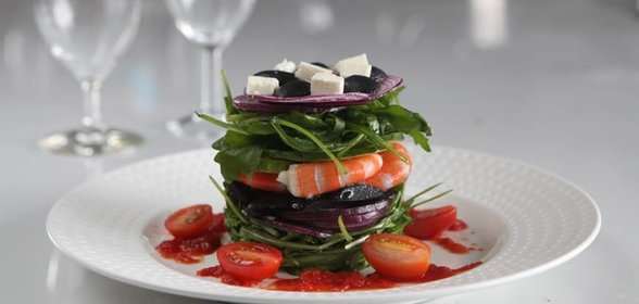 Салат рукола с креветками