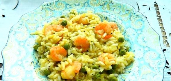 Ризотто с креветками и сливками