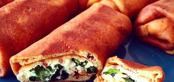 Диетические блины с фетой и шпинатом